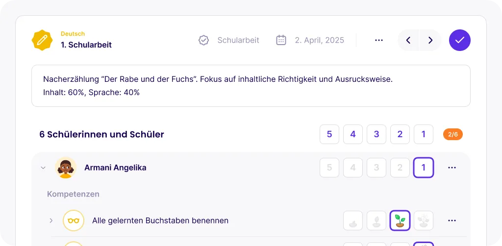 competence assessment screen
